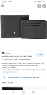 Montblanc Softgrain 6cc Wallet WITH Removable Cr Card Holder &#61; 2 ITEMS