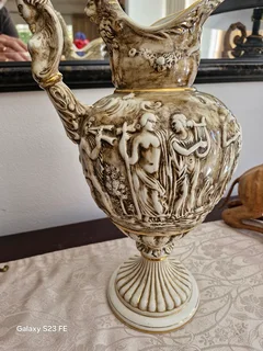 REDUCED ! Collectors Bargain ! Beautiful Vintage Cappodimonte Italian Water Jug !