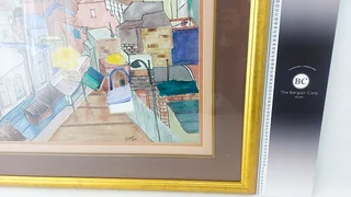 Bargain ! Large Framed acrylic painting behind glass ! Stunning !