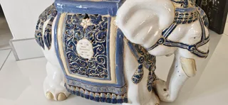 BLACK FRIDAY SPECIAL ! ABSOLUTELY STUNNING ! Vintage Asian Huge Ceramics Elephant stand !