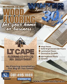 Laminate flooring, Vinyl flooring, Epoxy flooring