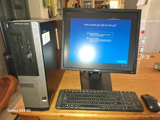 Dell Pc Tower, Dell Monitor With Stand, Wireless Keyboard And Mouse Plus All Cableing