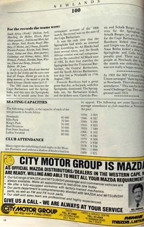 NEWLANDS 100 - One Hundred Years of Rugby at Newlands - 1890 to 1990