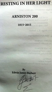 Resting in her Light - Arniston 200 - 1815 to 2015 - EJ Herbert - book signed by Author