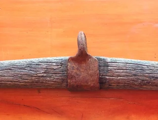 Vintage oak and iron horse or ox yoke