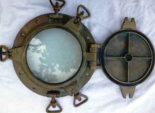 Vintage ships brass portholes from Foundry Fontanini 1933, Udine, Italy