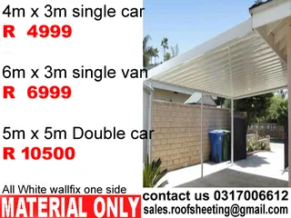 Carports Durban KZN, Materials Only sold direct to public high quality at low factory prices