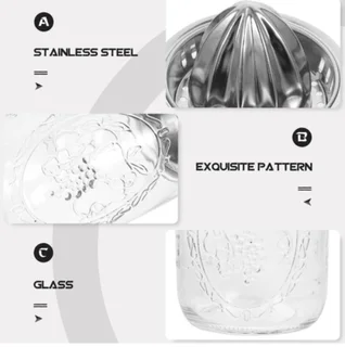 Glass Drink Dispenser with Metal Stand &amp; Citrus Juicer Set