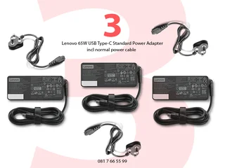 3x Lenovo 65W USB Type-C Standard Power Adapter - Open Box