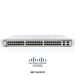 Cisco Catalyst 3750 (WS-C3750-48PS-S) Switch - 48x 10/100 PoE, Layer 2 - 3, 4 SFP, IPB Image