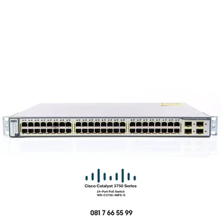 Cisco Catalyst 3750 (WS-C3750-48PS-S) Switch - 48x 10/100 PoE, Layer 2 - 3, 4 SFP, IPB Image