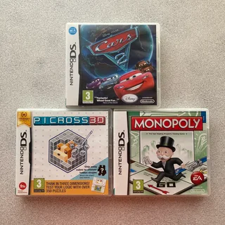 Triple Nintendo DS Game Bundle: Monopoly, Picross 3D & Cars 2 – Complete Sets!