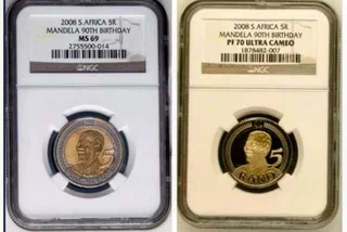 2008 Ms69 & 2018 PF70 Mandela  R5 Coin Ngc Graded