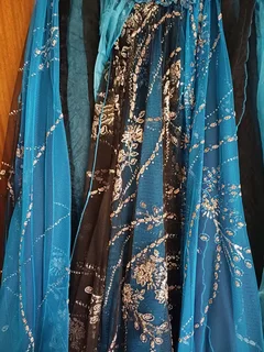 Cerulean Blue &amp; Black beaded &amp; sequined Matric farewell event evening dress size Medium