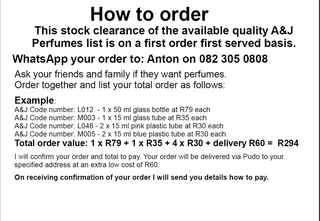 Stock clearance of quality generic perfumes directly imported from France, priced to go