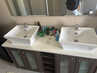 1.7m double basins with cupboard and mixer