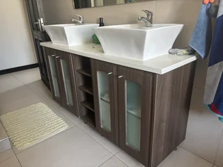 1.7m double basins with cupboard and mixer