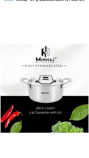 Minhaj - 3 Ply Stainless Steel 10 Piece Cookware Set