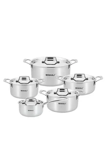Minhaj - 3 Ply Stainless Steel 10 Piece Cookware Set