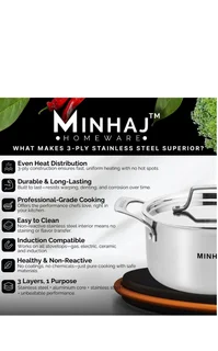 Minhaj - 3 Ply Stainless Steel 10 Piece Cookware Set
