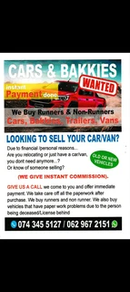 Cars/ vans, Bakkies wanted