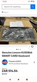 Lenovo USB smart card keyboard KUS0866 for sale
