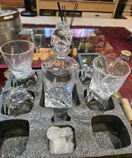Bar Visor - Crystal Whiskey Decanter and 6 Glasses