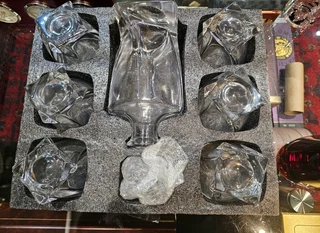 Bar Visor - Crystal Whiskey Decanter and 6 Glasses