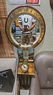 Porthole Style Mirror in Rope and Brass