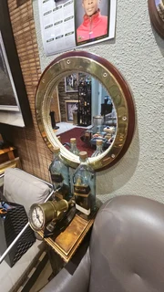 Porthole Style Mirror in Rope and Brass