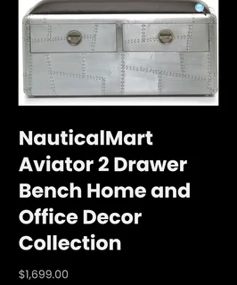 Aviator Style 2 Drawers Aluminium Bench