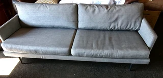 Mid-Century 3-Seater Fabric Sofa (Charcoal Grey)