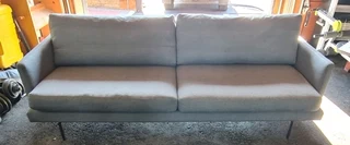 Mid-Century 3-Seater Fabric Sofa (Charcoal Grey)