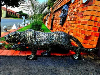 Metal Washers Leopard Sculpture