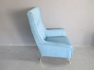 2x Retro Style Fabric Upholstered Occassional Chairs