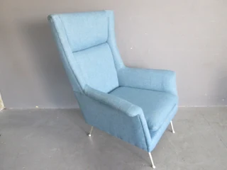 2x Retro Style Fabric Upholstered Occassional Chairs