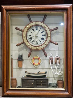 Ships Wheel Framed Clock