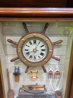 Ships Wheel Framed Clock