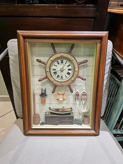 Ships Wheel Framed Clock