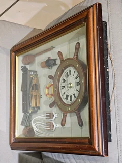 Ships Wheel Framed Clock