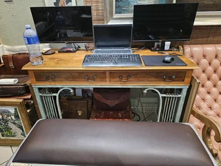 Wood and Wrought Iron Server Table