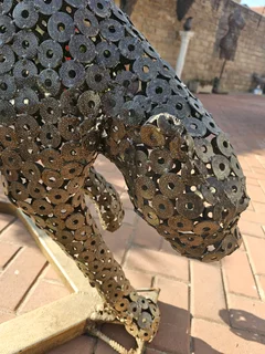 Metal Cheetah on the Run Sculpture
