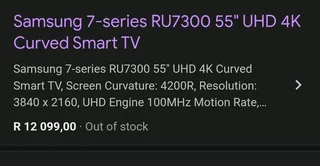 Samsung 55RU7300 55 Inch Curved Smart LED HDR UHD TV