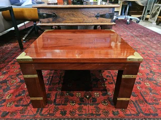 Vintage 1930s Military Campaign Style Mahogany Side Table