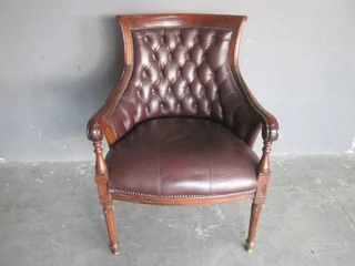 Vintage Old Hickory Tannery Style Genuine Leather Armchair