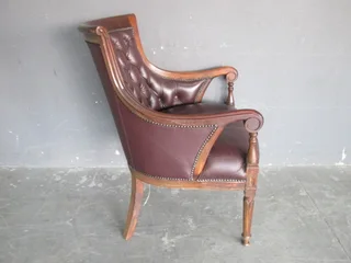 Vintage Old Hickory Tannery Style Genuine Leather Armchair