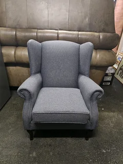 Grey Wingback Chair with Queen Anne Legs