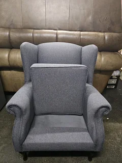 Grey Wingback Chair with Queen Anne Legs