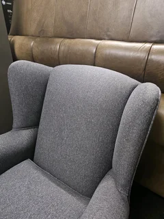 Grey Wingback Chair with Queen Anne Legs