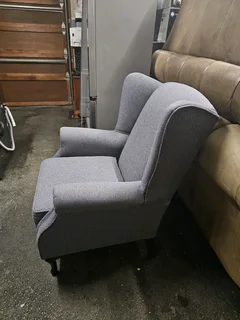 Grey Wingback Chair with Queen Anne Legs